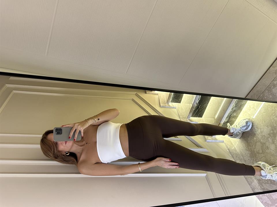 Acı Kahve Pamuklu Nanofit Sporcu Tayt