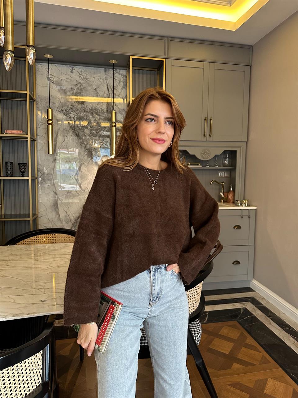 Acı Kahve Sakallı Salaş Triko Kazak