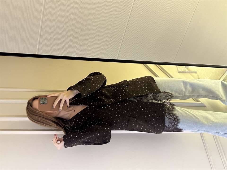 Acı Kahve Taşlı Oversize Blazer Ceket