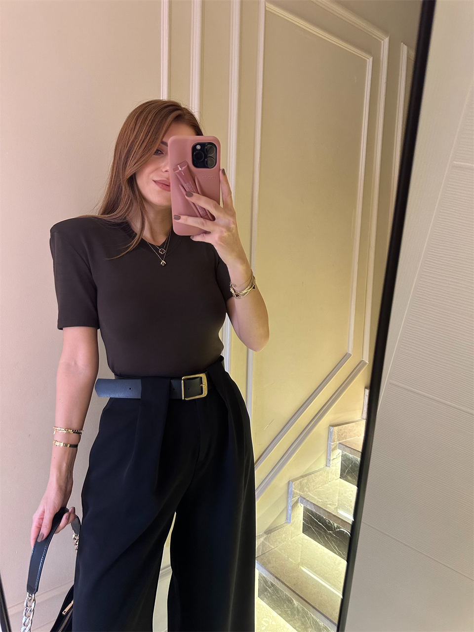 Acı Kahve V Yaka Vatkalı Viskon Çıtçıtlı Bodysuit