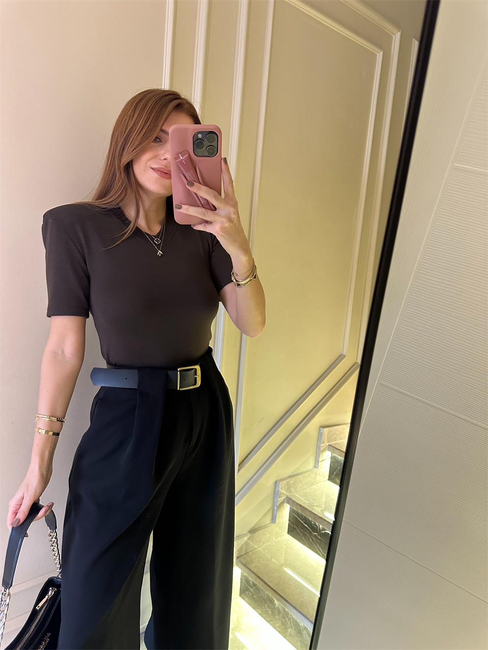 Acı Kahve V Yaka Vatkalı Viskon Çıtçıtlı Bodysuit