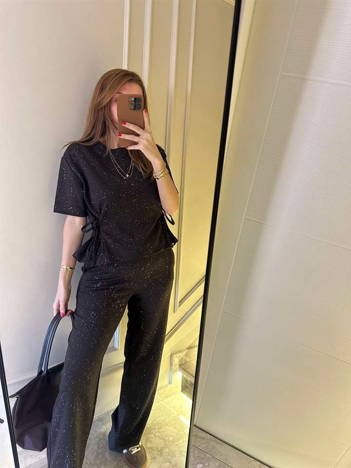 Acı Kahve Viskon Simli İkili Takım