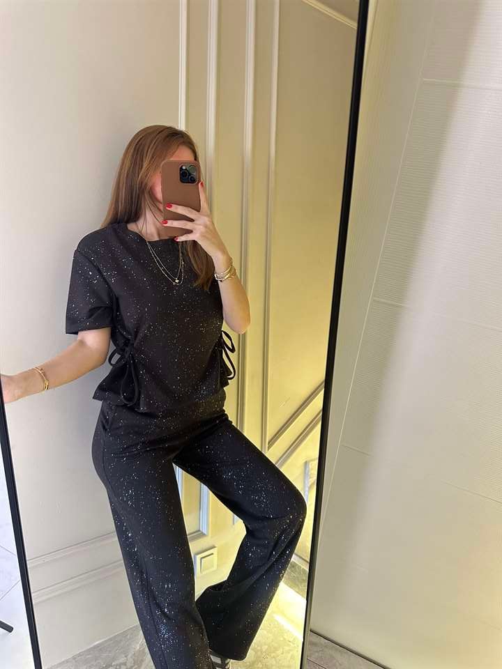 Acı Kahve Viskon Simli İkili Takım