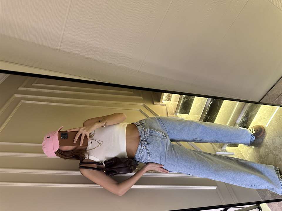 Açık Kar Yıkama Çapraz Düğme Wide Leg Jean