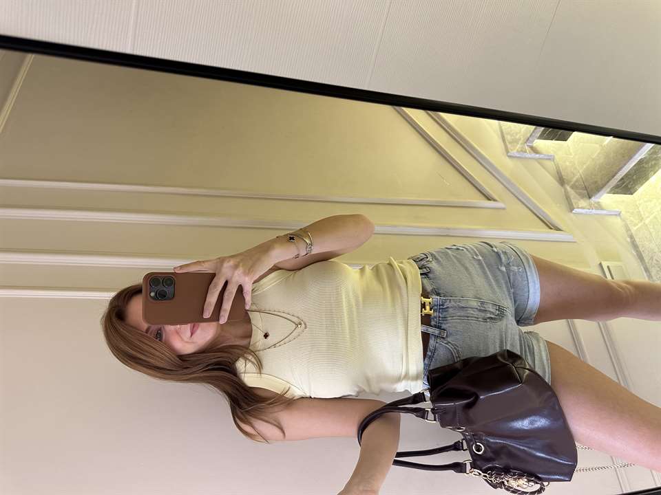 Açık Sarı Halter Yaka Kalın Biyeli Atlet