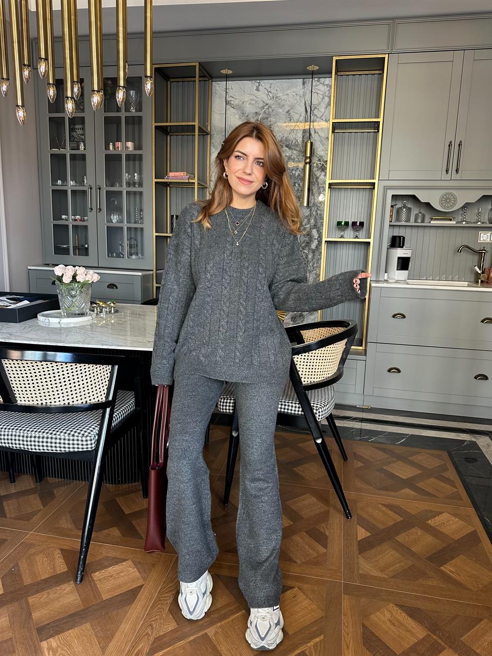 Antrasit Bol Paça Triko Pantolon