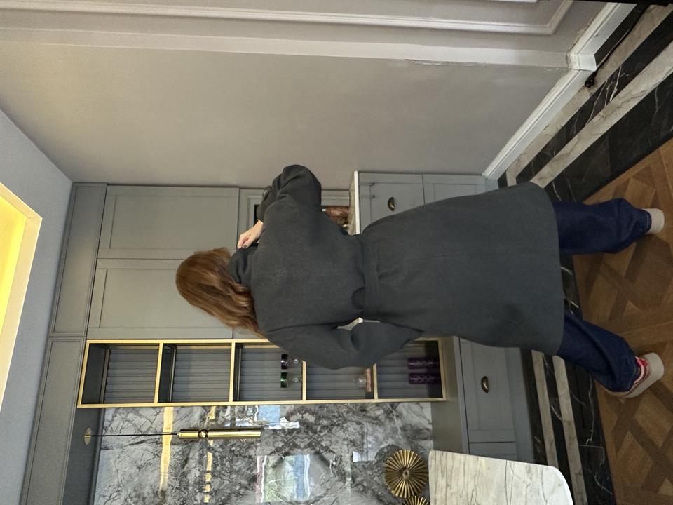 Antrasit Uzun Kaşe Kaban