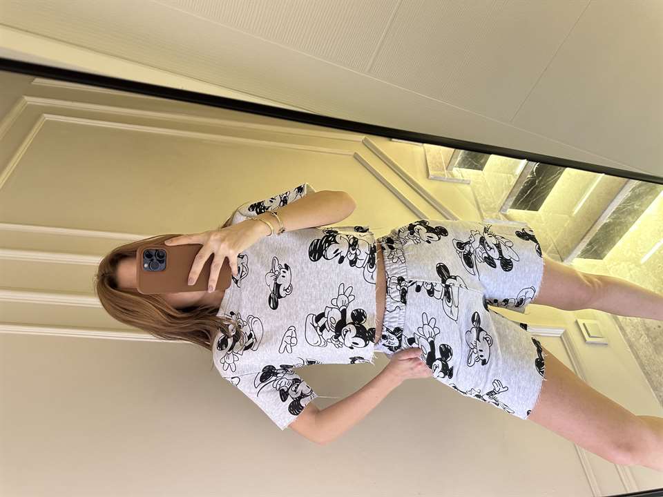 Baskılı Şortlu Takım