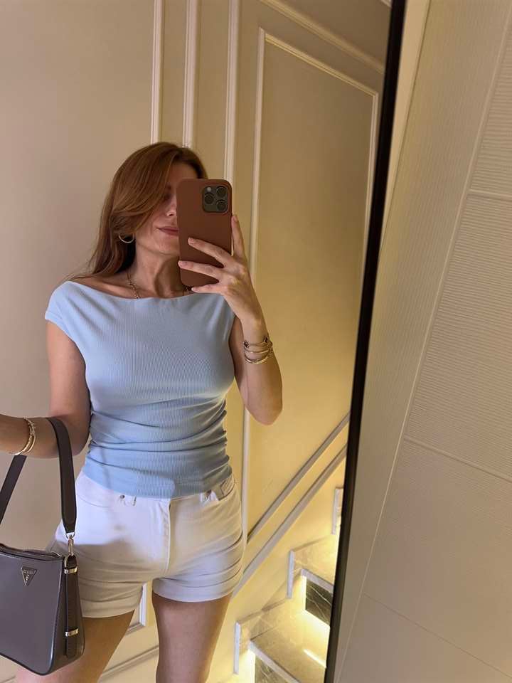 Bebe Mavi Kayık Yaka Fitilli Bluz