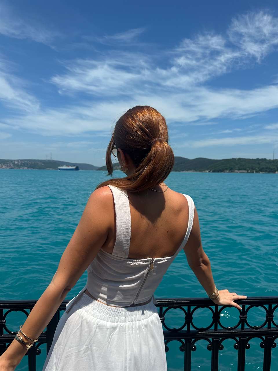 Bej Askılı Keten Korse Bluz