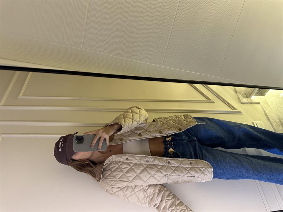 Bej Garnili Kapitone Ceket