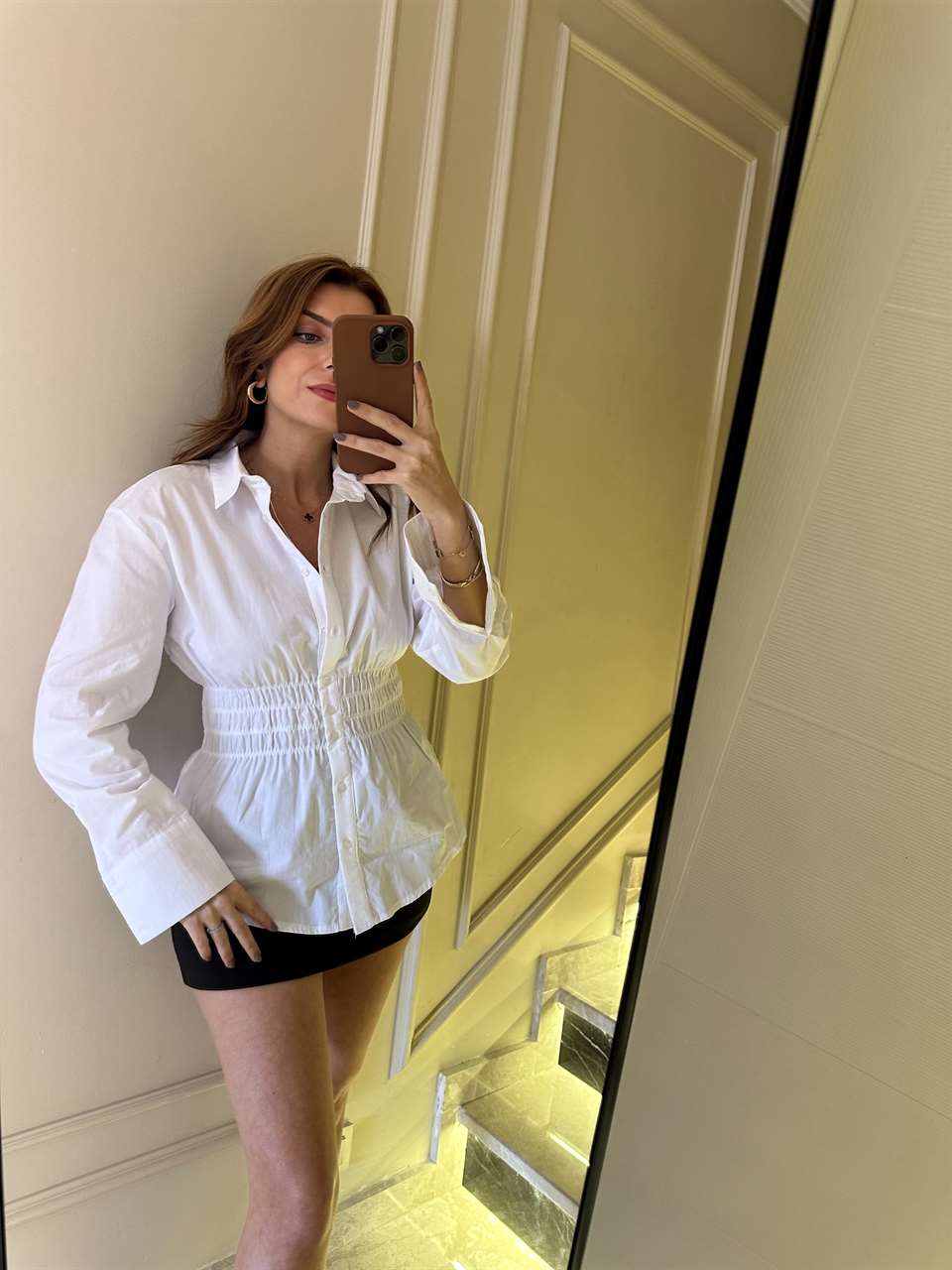 Bel Büzgülü Poplin Gömlek