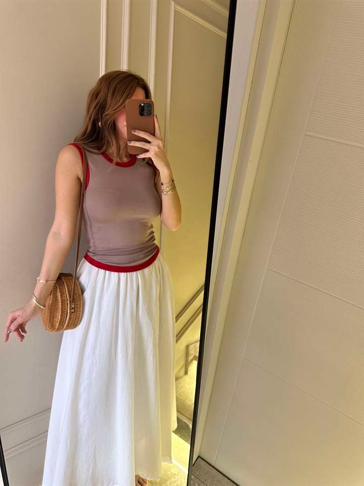 Beyaz Astarlı Vual Etek