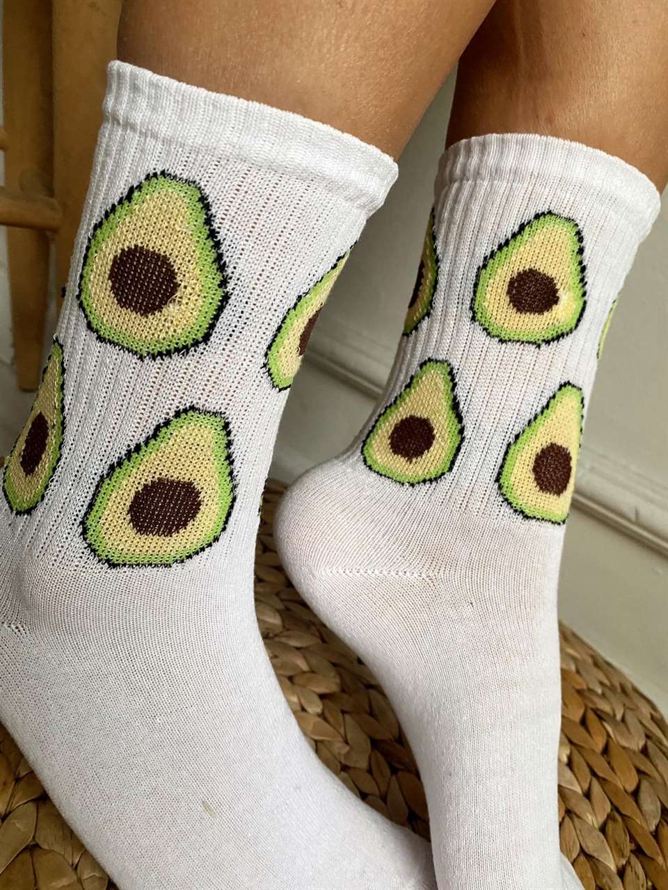 Spor ÇorapBeyaz Avokado Soket Çorap 