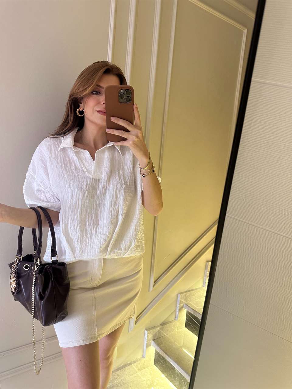 Beyaz Balon Gofreli Gömlek