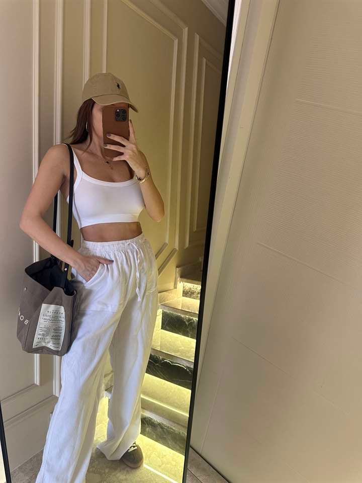 Beyaz Bol Paça Viskon Palazzo Pantolon