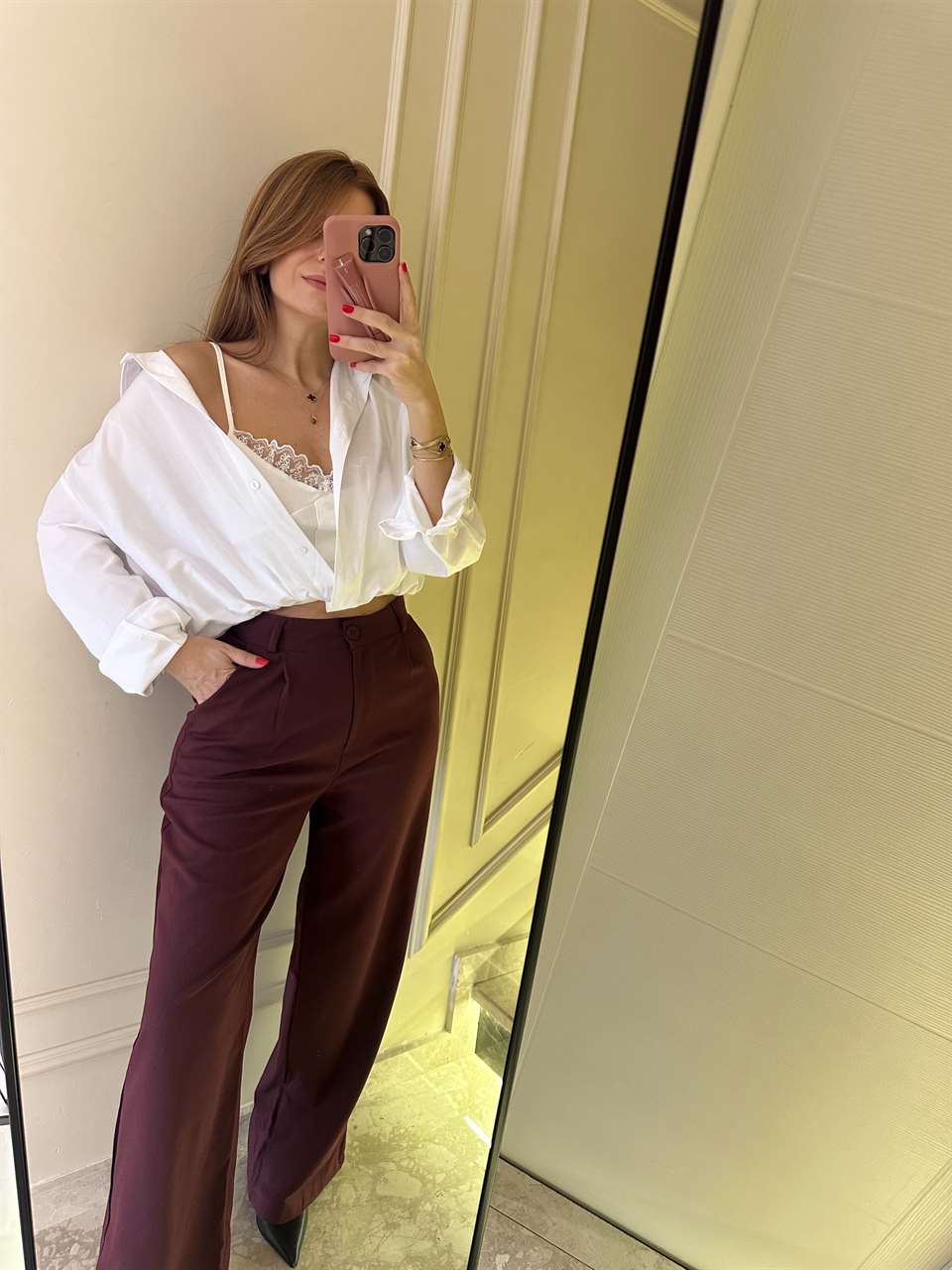 Beyaz Dantel Bluz Detay İkili Crop Gömlek