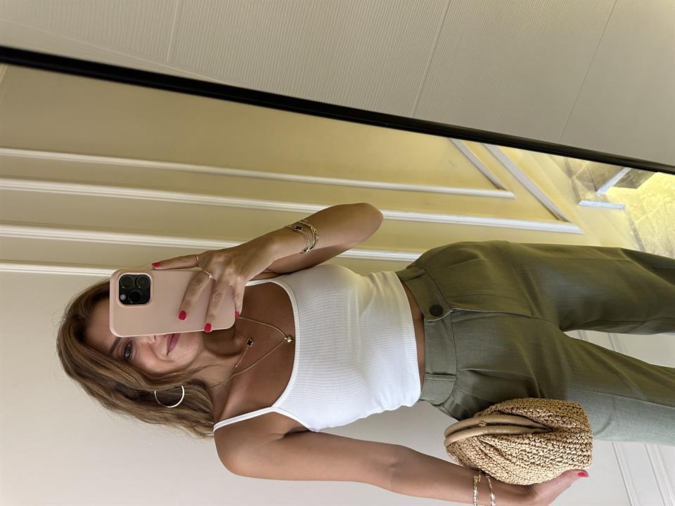 Beyaz Kaşkorse Askılı Crop