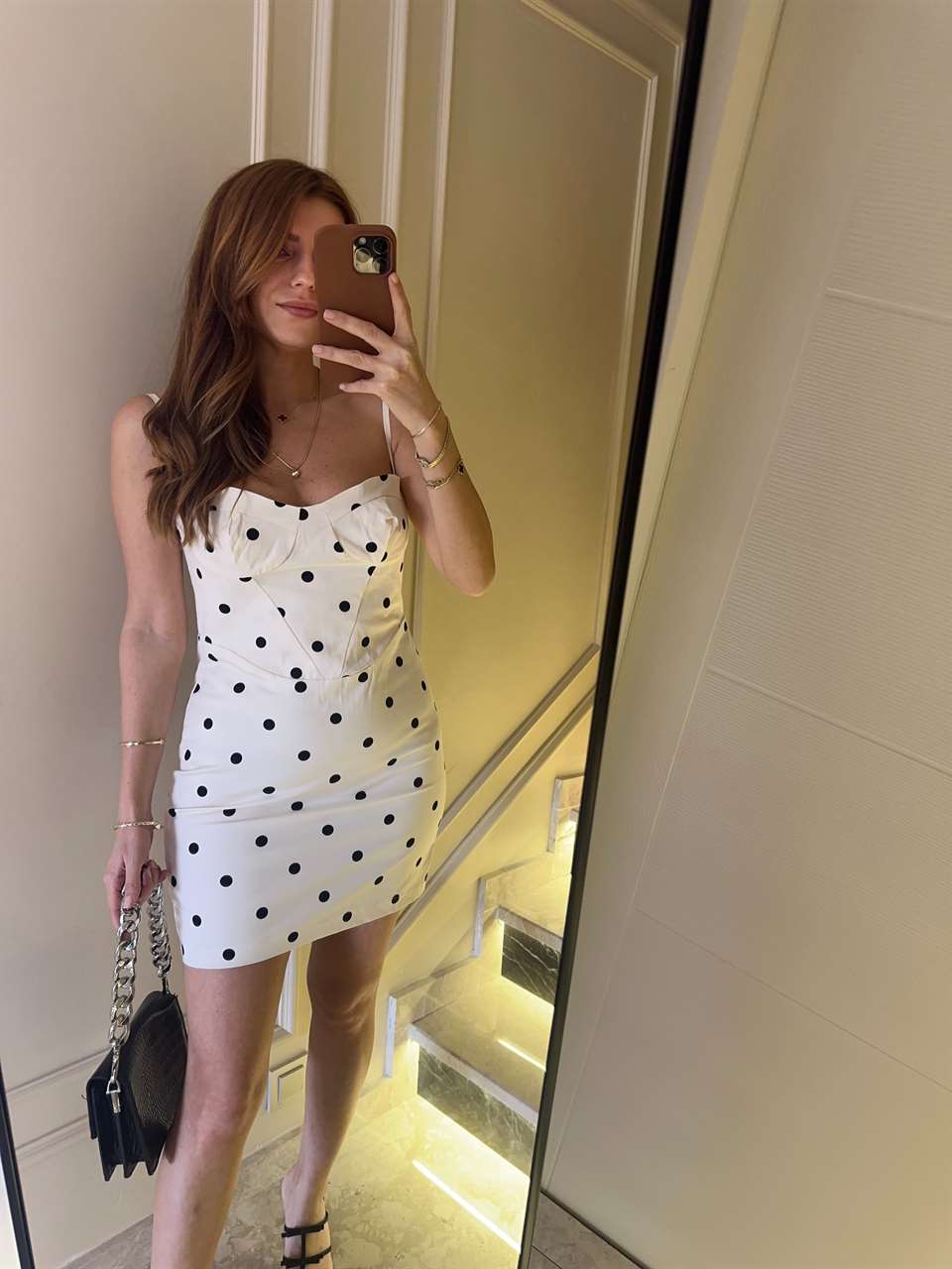 Beyaz Poplin Kumaş Puantiyeli Mini Elbise
