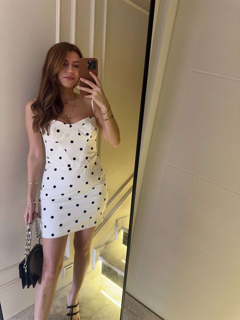 Beyaz Poplin Kumaş Puantiyeli Mini Elbise