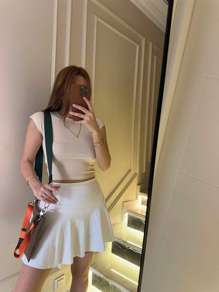 Beyaz Sporcu Şort Etek