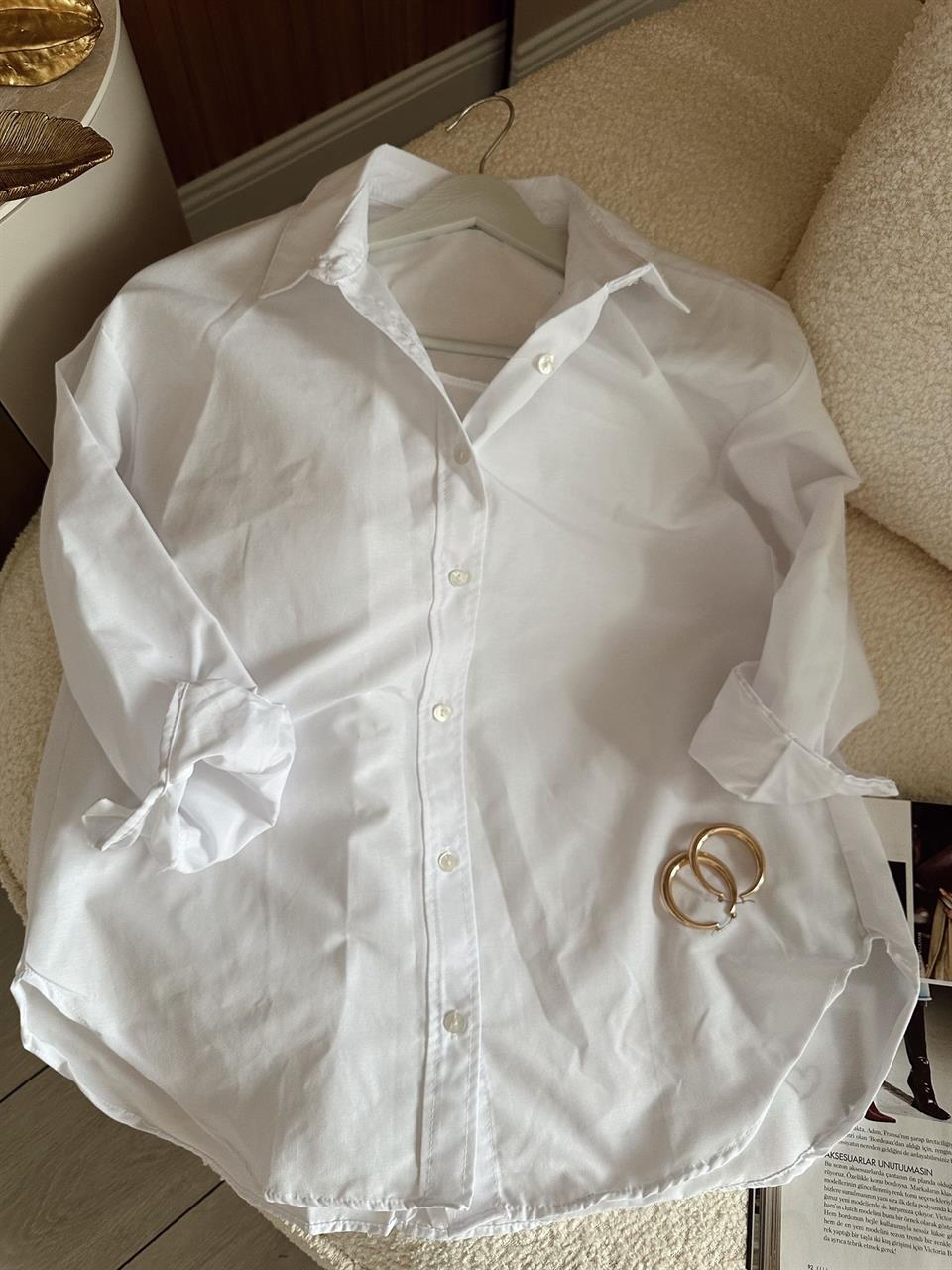 Beyaz Terikoton Salaş Gömlek