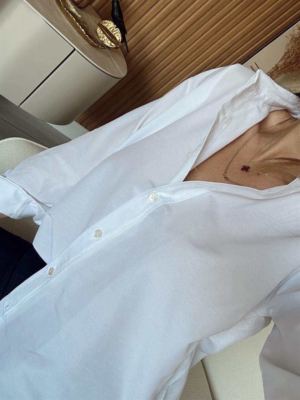 Beyaz Terikoton Salaş Gömlek