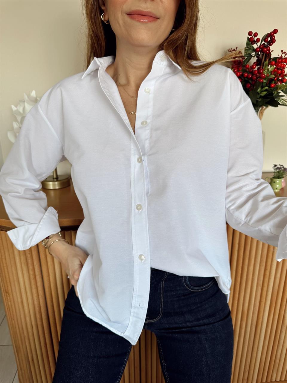 Beyaz Terikoton Salaş Gömlek