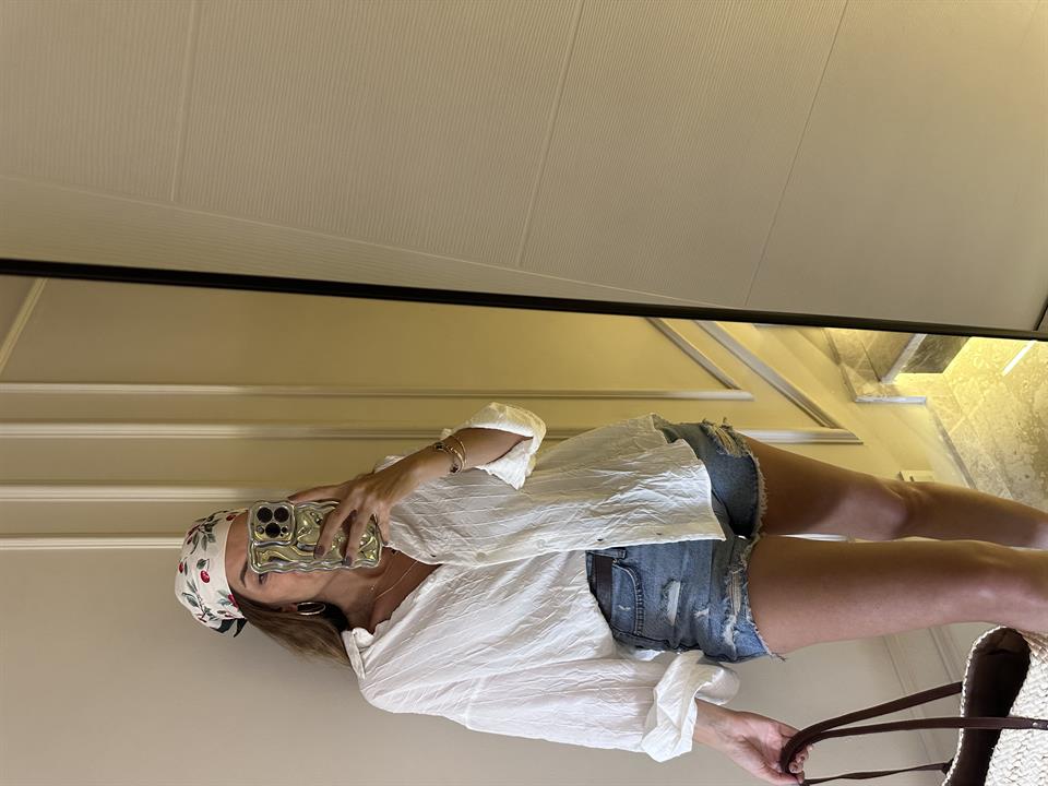 Beyaz Vual Kumaş Fitilli Gömlek