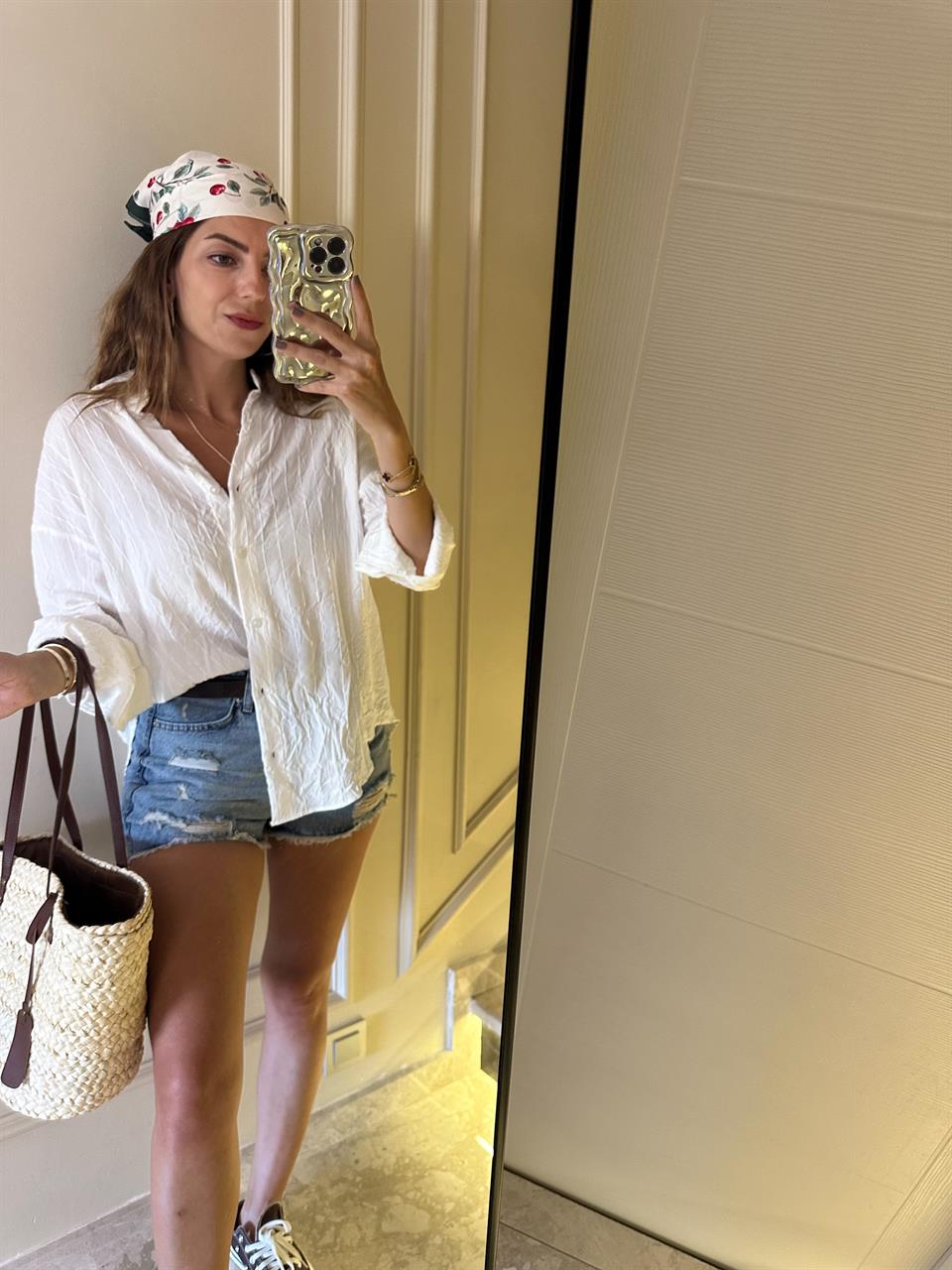 Beyaz Vual Kumaş Fitilli Gömlek