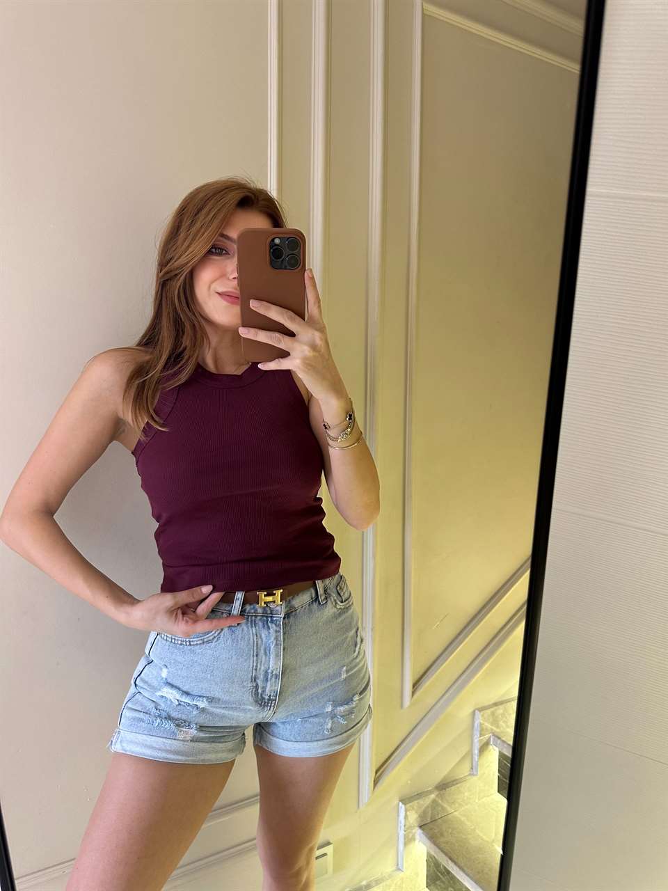 Bordo Halter Yaka Kalın Biyeli Atlet