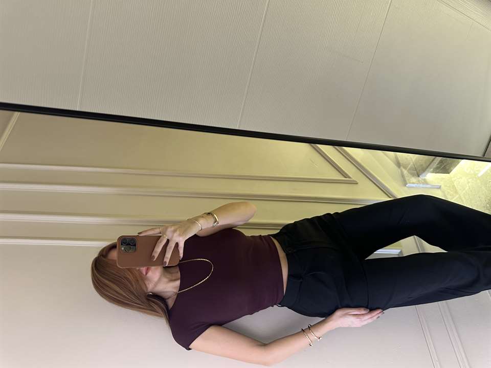 Bordo Pamuk Viskon Crop Body