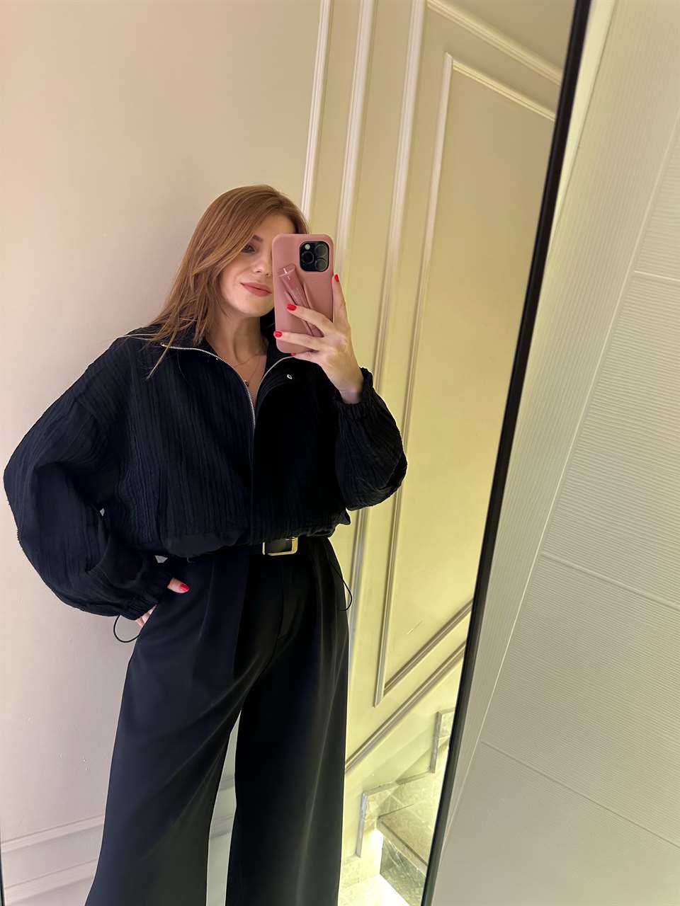 Dantel Şifon Detay Transparan Ceket