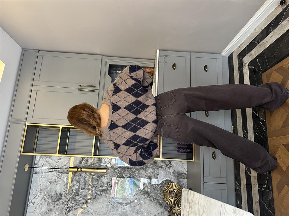 Dökümlü Palazzo Kahve Taş Yıkama Jean