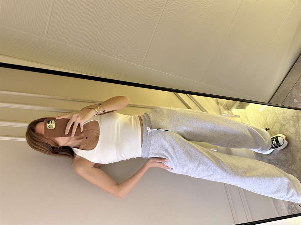 Gri Barrel Fit Şardonsuz Balon Eşofman