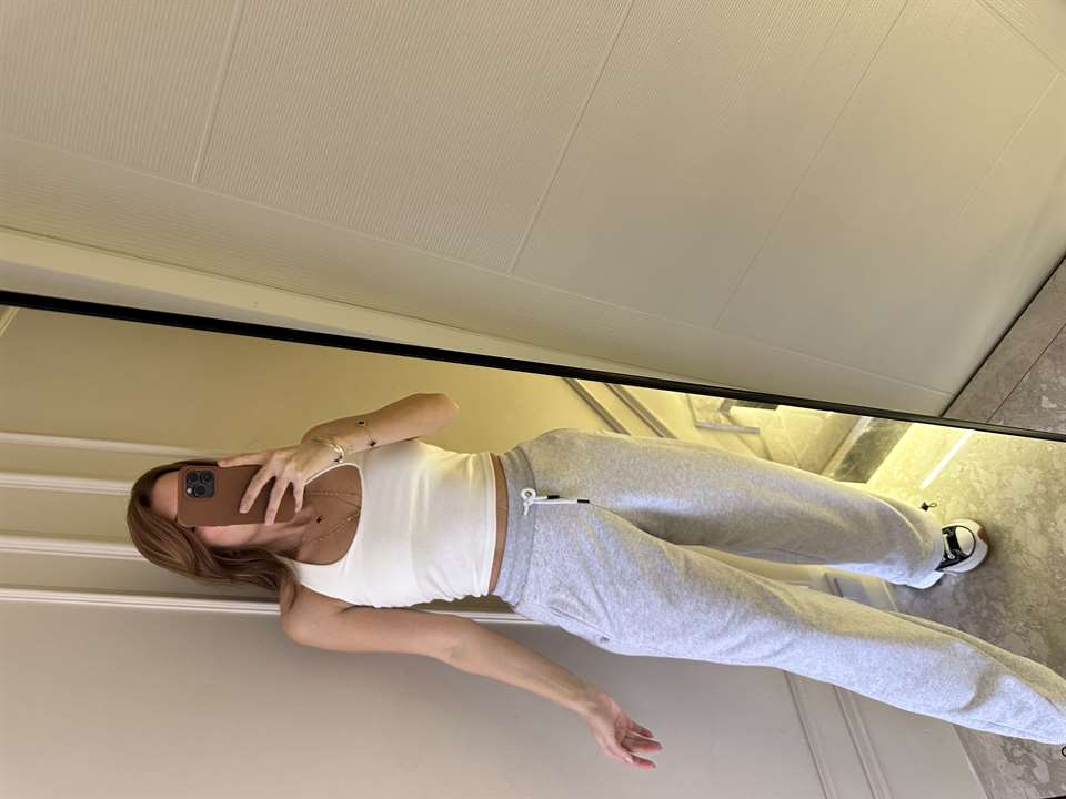 Gri Barrel Fit Şardonsuz Balon Eşofman