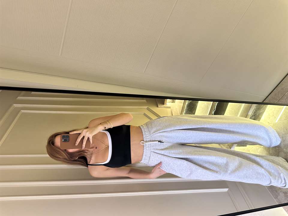 Gri Pileli Şalvar Eşofman