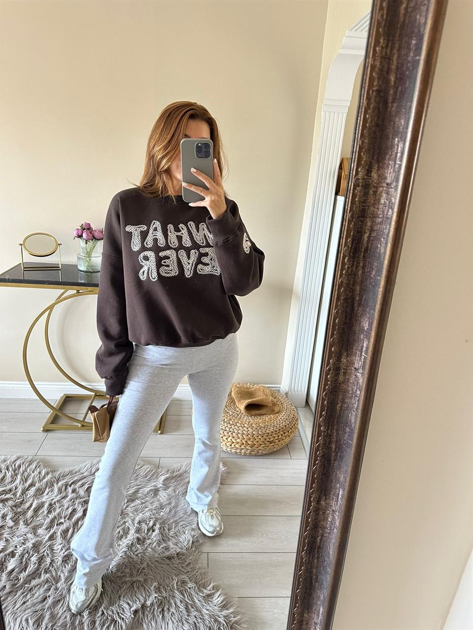 Gri Ribanalı İspanyol Paça Tayt