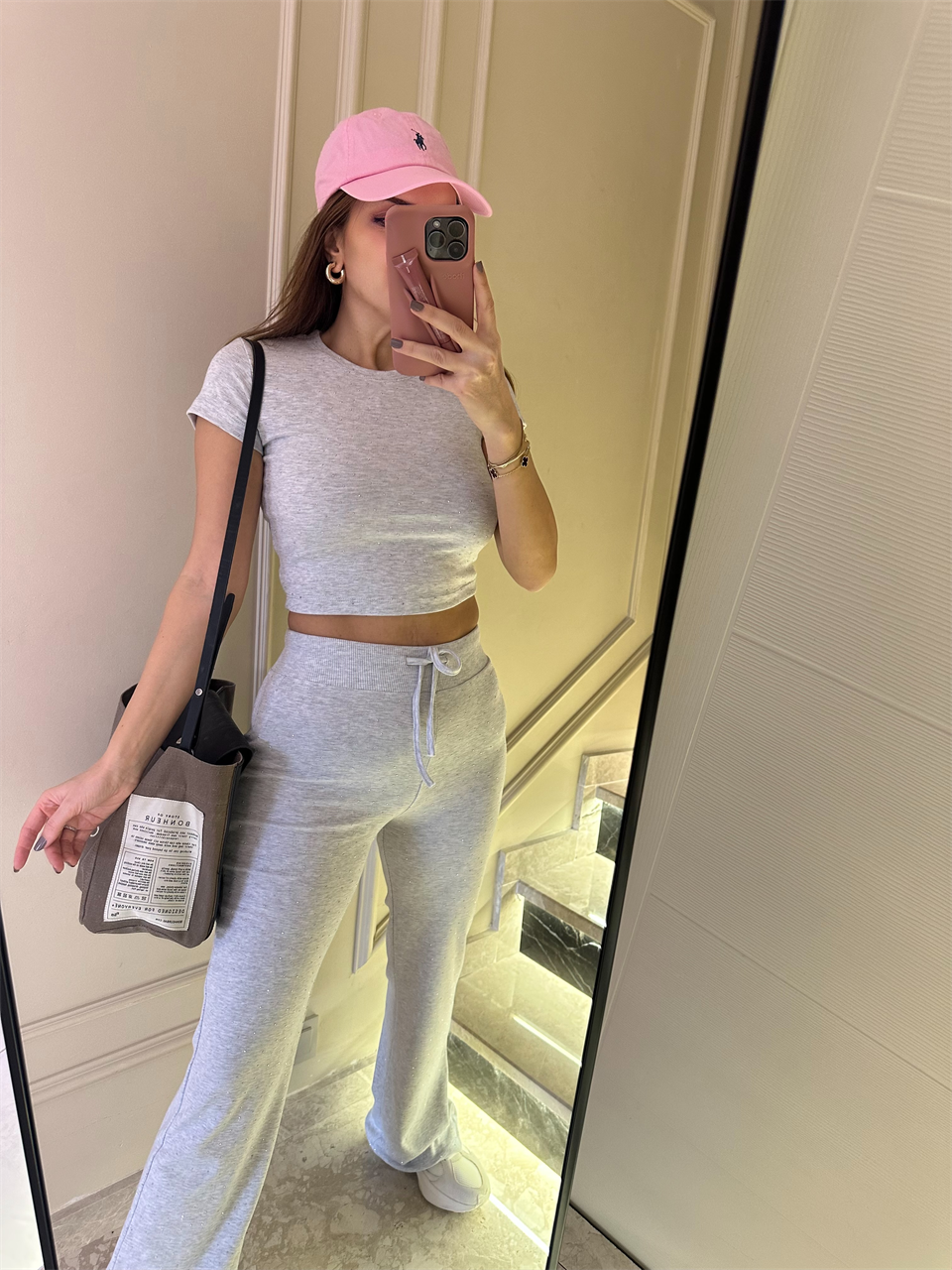 Gri Taşlı Kısa Kol Fit Takım