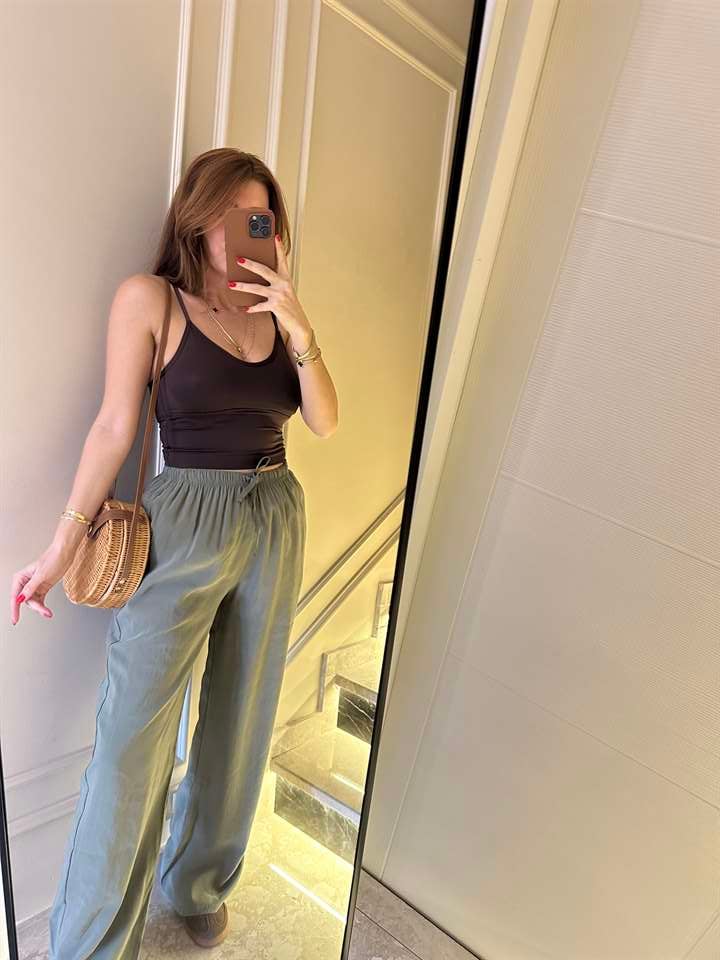 Haki Bol Paça Tensel Pantolon