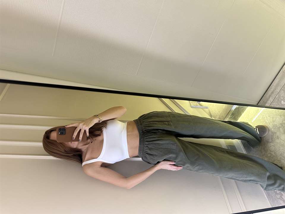 Haki Bol Paça Viskon Palazzo Pantolon