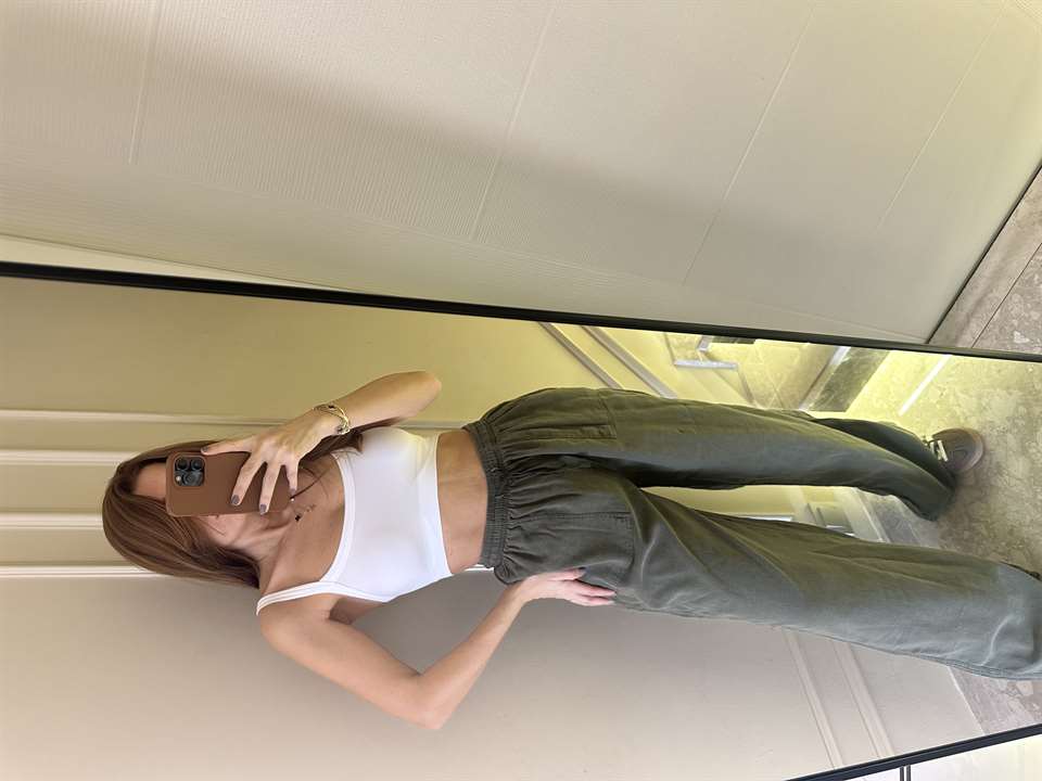 Haki Bol Paça Viskon Palazzo Pantolon