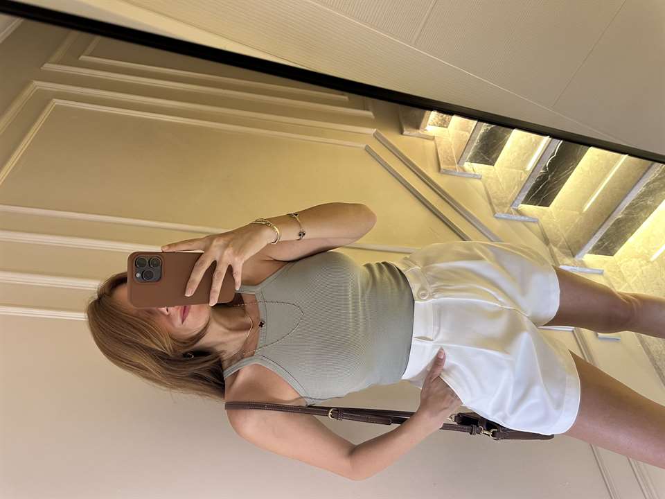 Haki Kare Askı Biyeli Crop