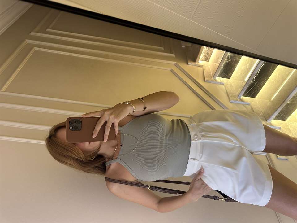 Haki Kare Askı Biyeli Crop