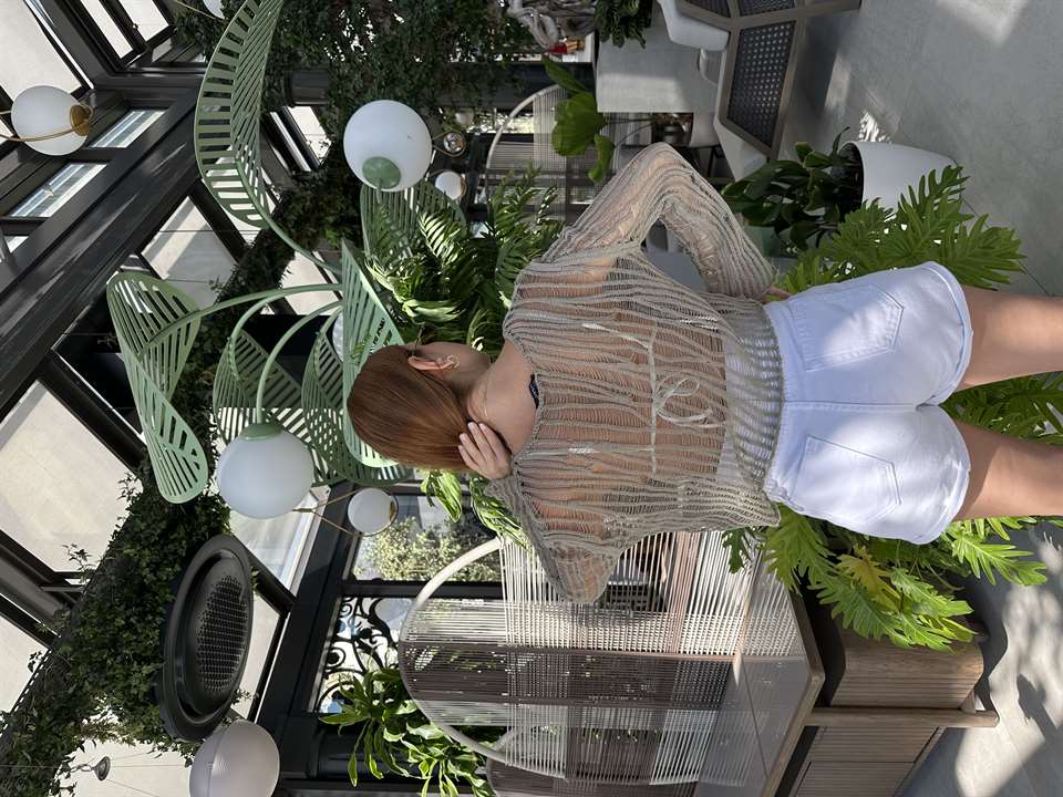 Haki Transparan Crop Triko Bluz