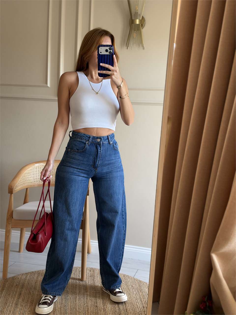 Kadın Barrel Fit Balon Kesim Jean - Lacivert