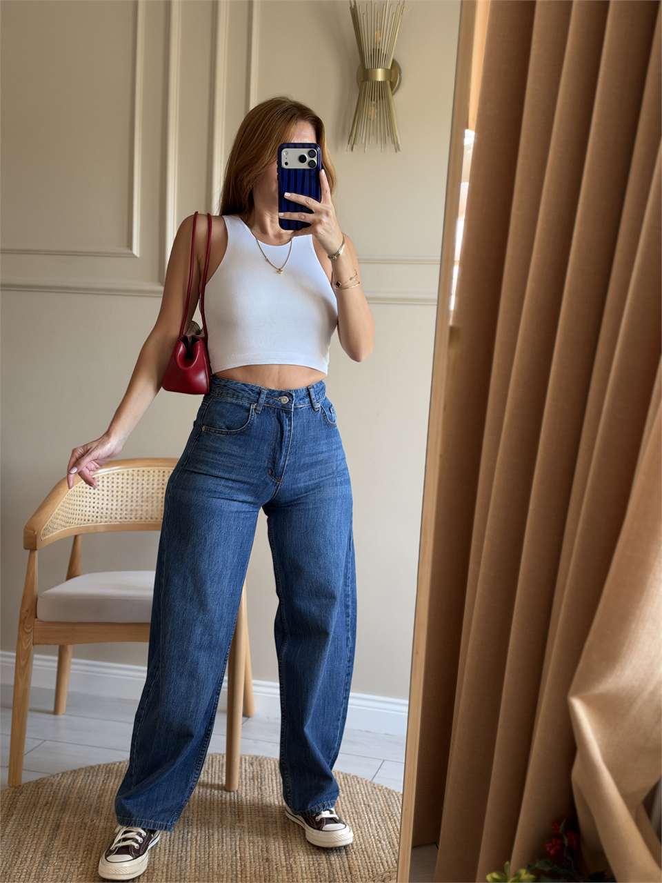 Kadın Barrel Fit Balon Kesim Jean - Lacivert