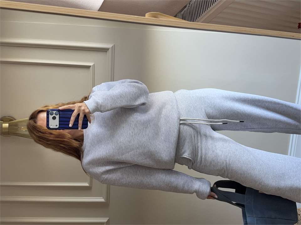 Kadın Bisiklet Yaka Şardonlu Sweatshirt - Melanj Gri