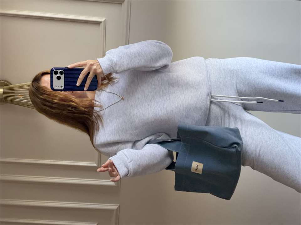 Kadın Bisiklet Yaka Şardonlu Sweatshirt - Melanj Gri