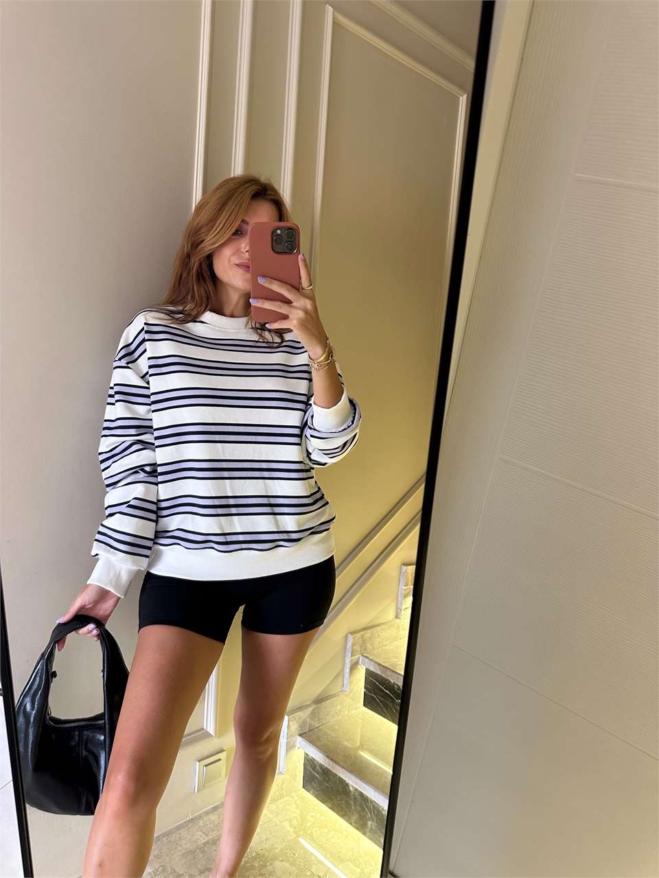 Kadın Çift Çizgili Sweatshirt - Lila
